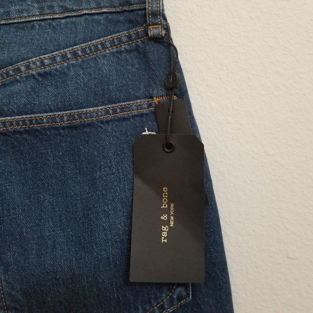 NWT RAG & BONE Maya High-Rise Slim Jasper Slim Fit Mid Indigo Jean Size 31 - Picture 6 of 9